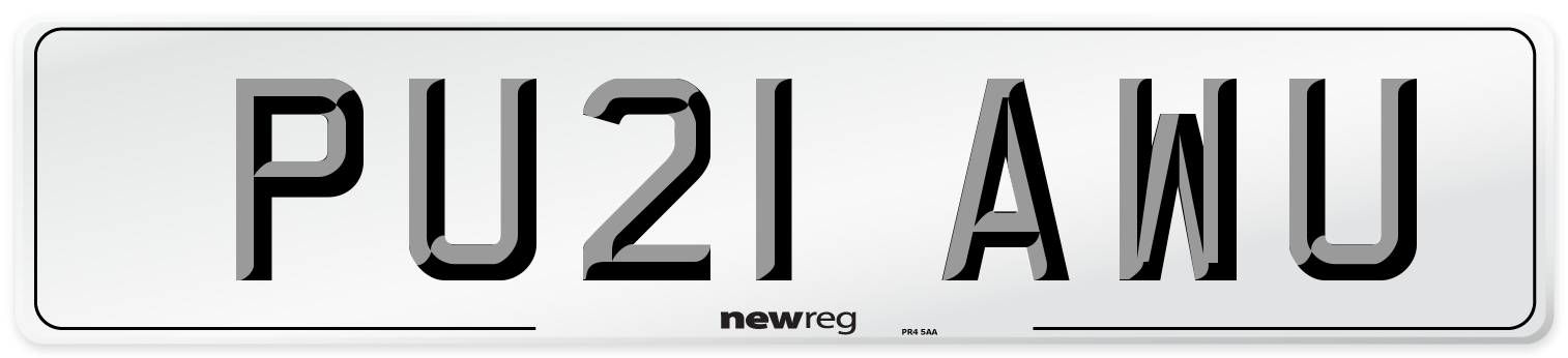 PU21 AWU Number Plate from New Reg